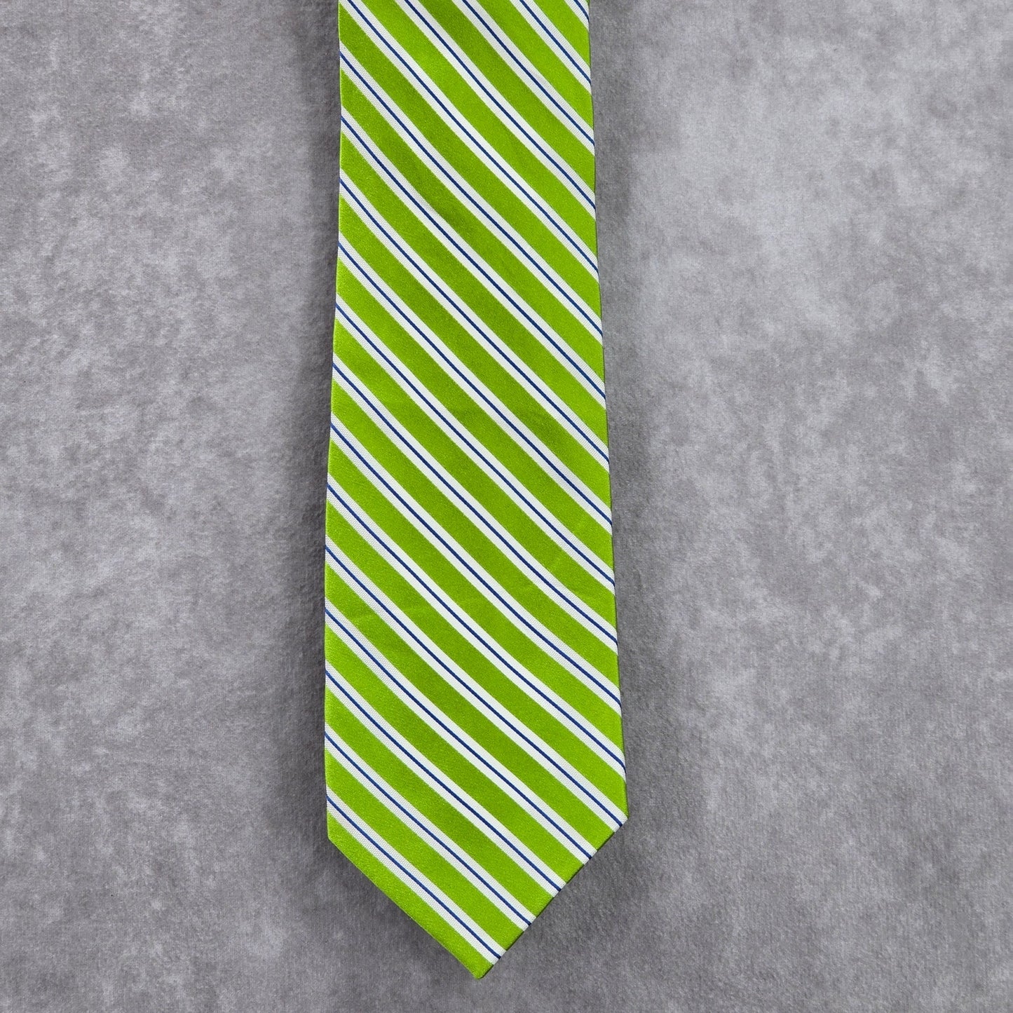 Stafford Green White Blue Stripe Repp Geometric Silk Executive Neck Tie Men's