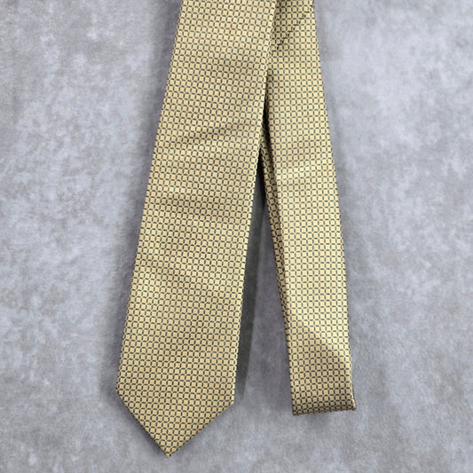 Zeke Gold Gray Geometric Square Silk Executive Neck Tie Men's