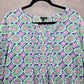 Talbots Green Pink Floral Paisley Boho Cotton Spring Shirt Top Blouse Small