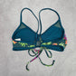 Xhilaration Green Floral Adjustable String Tie Padded Bikini Top Swimwear Medium