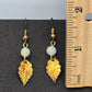 Zara Copper Leaf White Bead Hook Earrings Fashion Jewelry E26