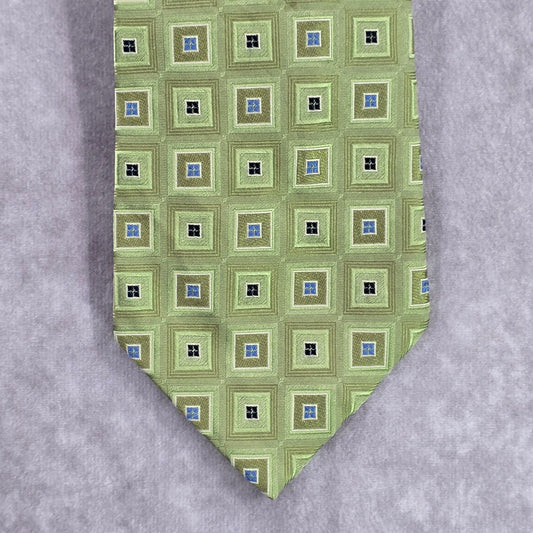 Eagle Shirtmakers Since 1867 Green Blue Geometric 100% Silk Men's Neck Tie NWOT