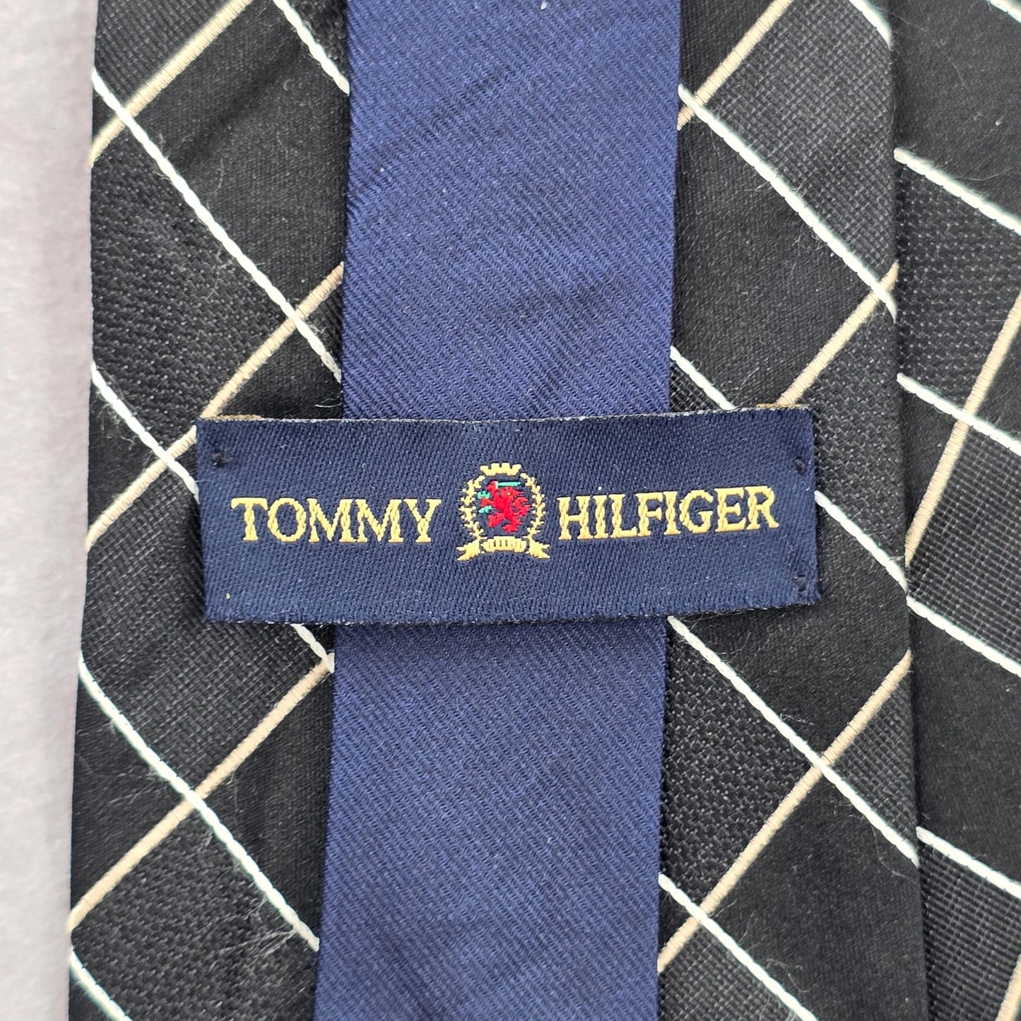 Tommy Hilfiger Black Blue Stripe Executive Corporate Silk Neck Tie Men's