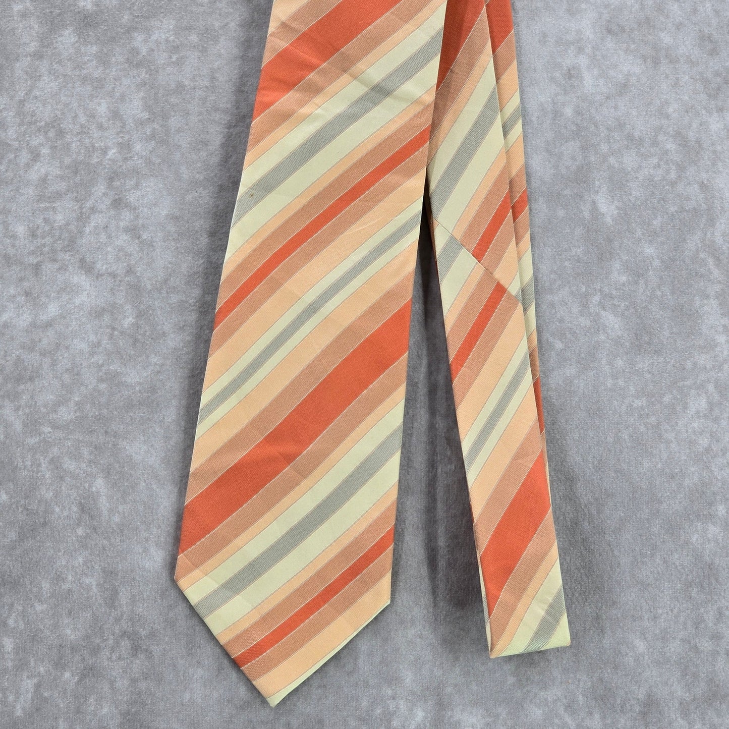 Van Heusen Orange Gray Stripe 100% Silk Men's Neck Tie NWOT