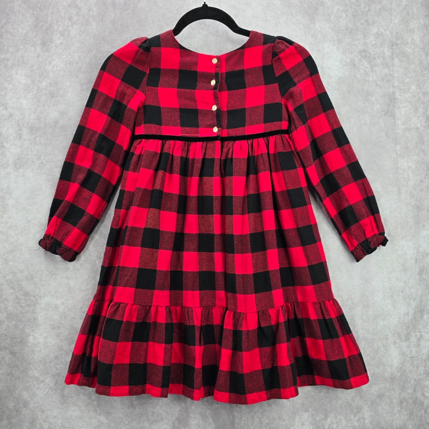 Tommy Bahama Red Black Plaid Tartan Gingham Flare Bow Girls Dress Size 7