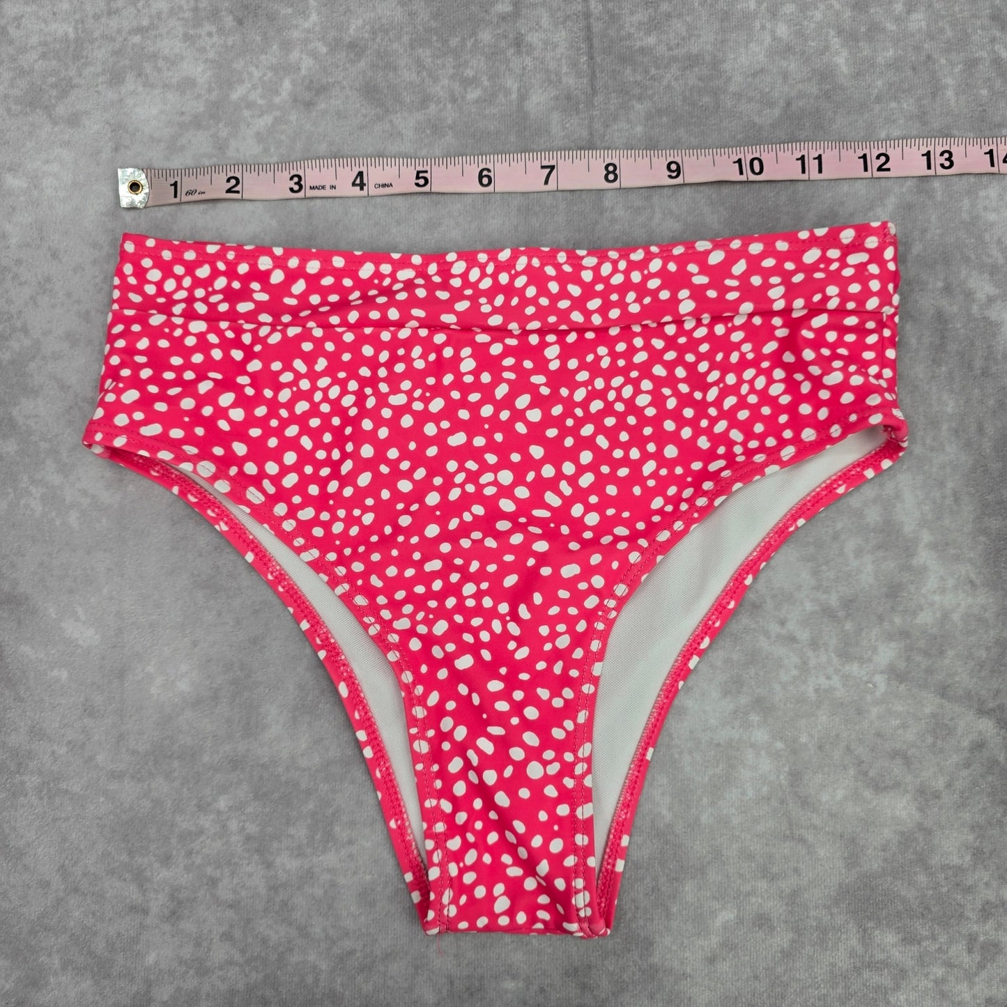 Shein Pink White Polka Dot Cheeky Medium Bikini Bottom Swimwear