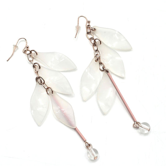 Zara Pink White Dangle Leaf Drop Bead Hook Earring Fashion Jewelry NWT E56