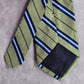 Brooks Brothers Makers Green Blue Stripe 100% Silk England Men's Neck Tie NWOT