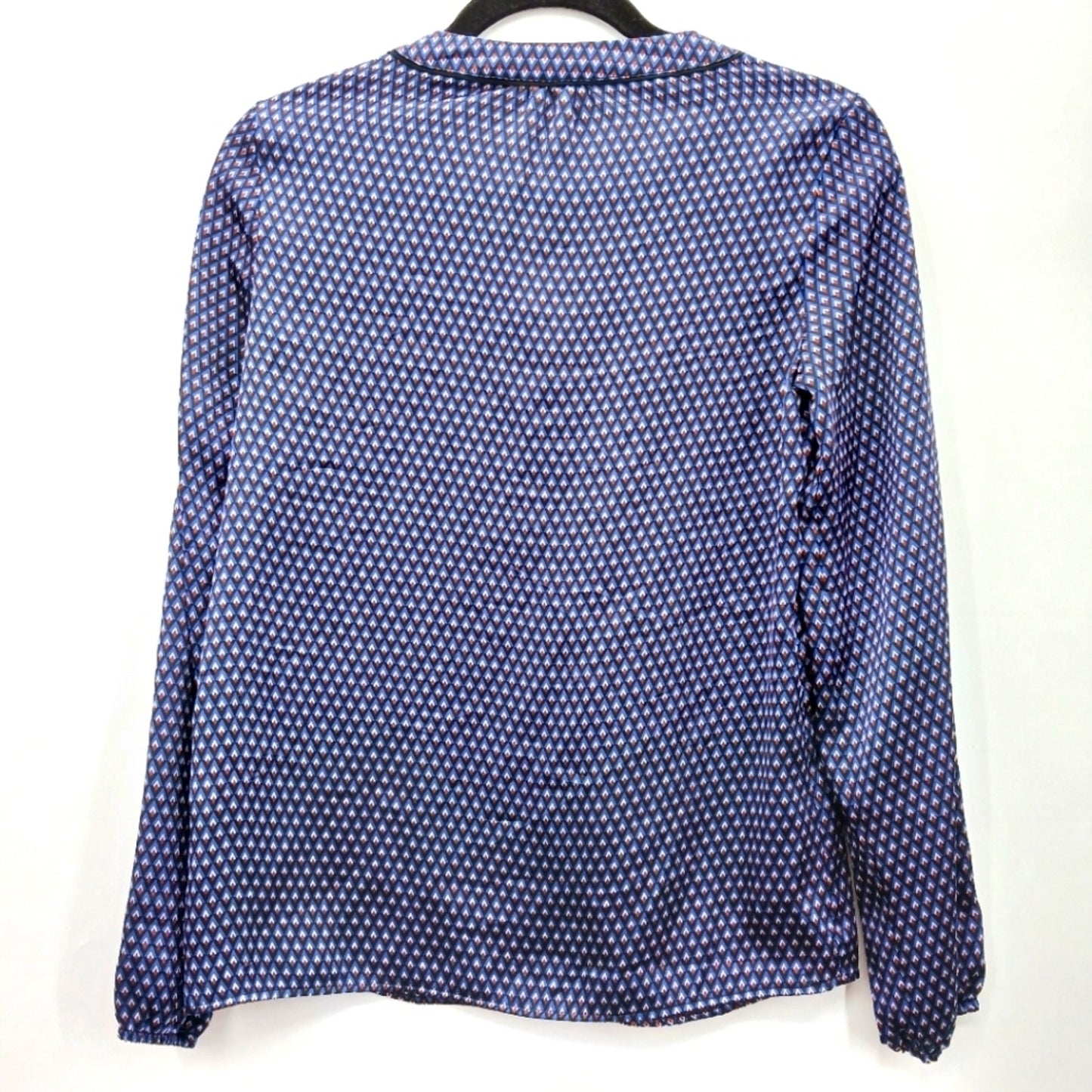 Yessica Pure Blue Printed Long Sleeve Blouse Top Small