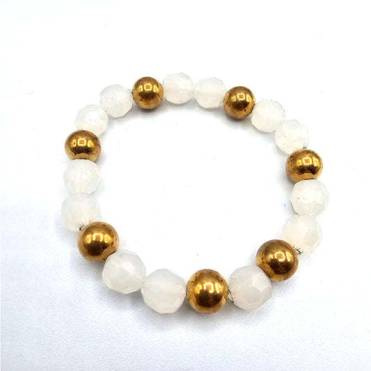 Zara White Gold Elastic Bead Bracelet Fashion Jewelry NWT