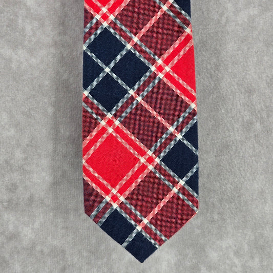 J. Crew Red Blue White Plaid 100% Cotton Men's Neck Tie NWOT