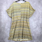 Tacera Yellow Chevron Mini Pocket Dress Plus 2XL