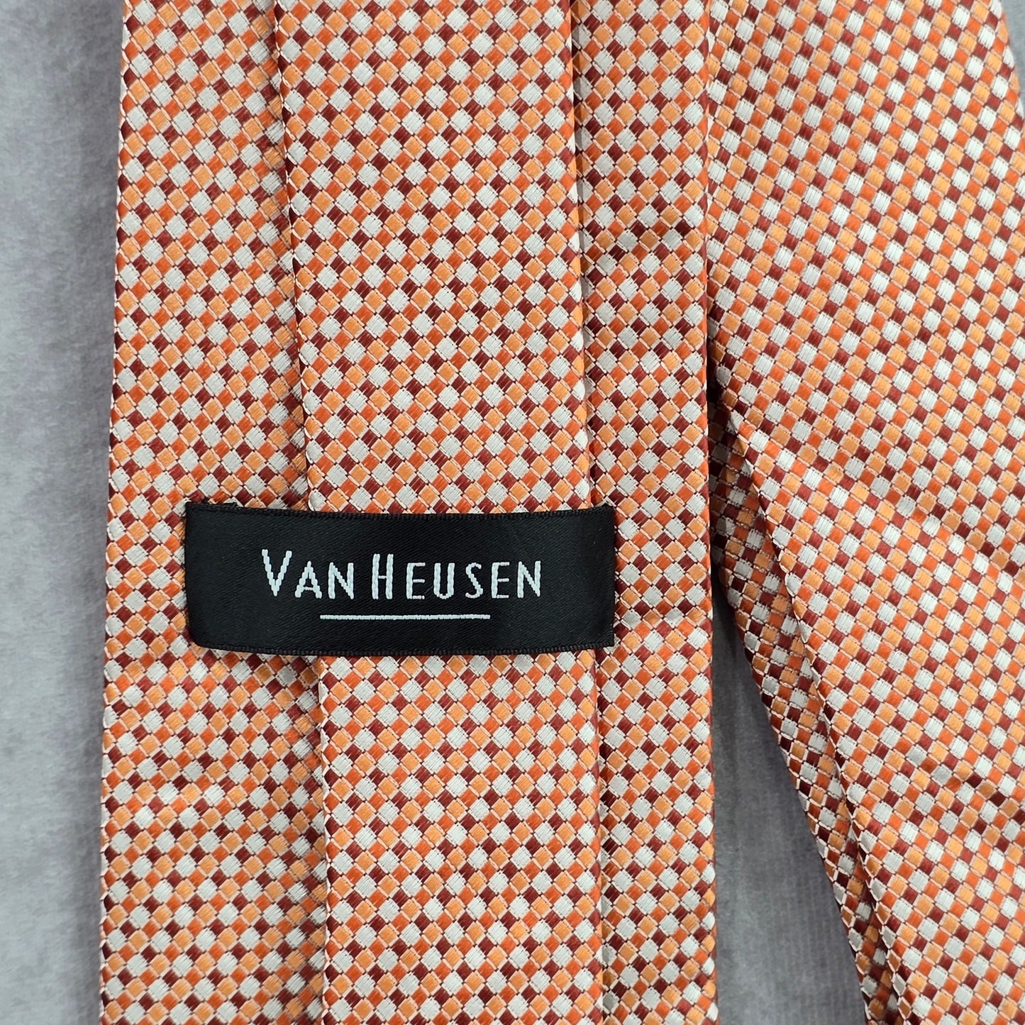 Van Heusen Orange Silver Geometric 100% Polyester Neck Tie NWOT