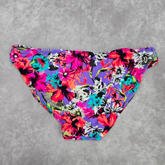 Xhilaration Pink Black Purple Floral Medium Cheeky Bikini Bottom Swimwear