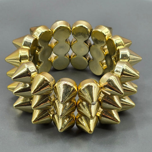 Zara Gold Triple Spike Elastic Stretch Y2K Bracelet Fashion Jewelry NWOT JB4-15