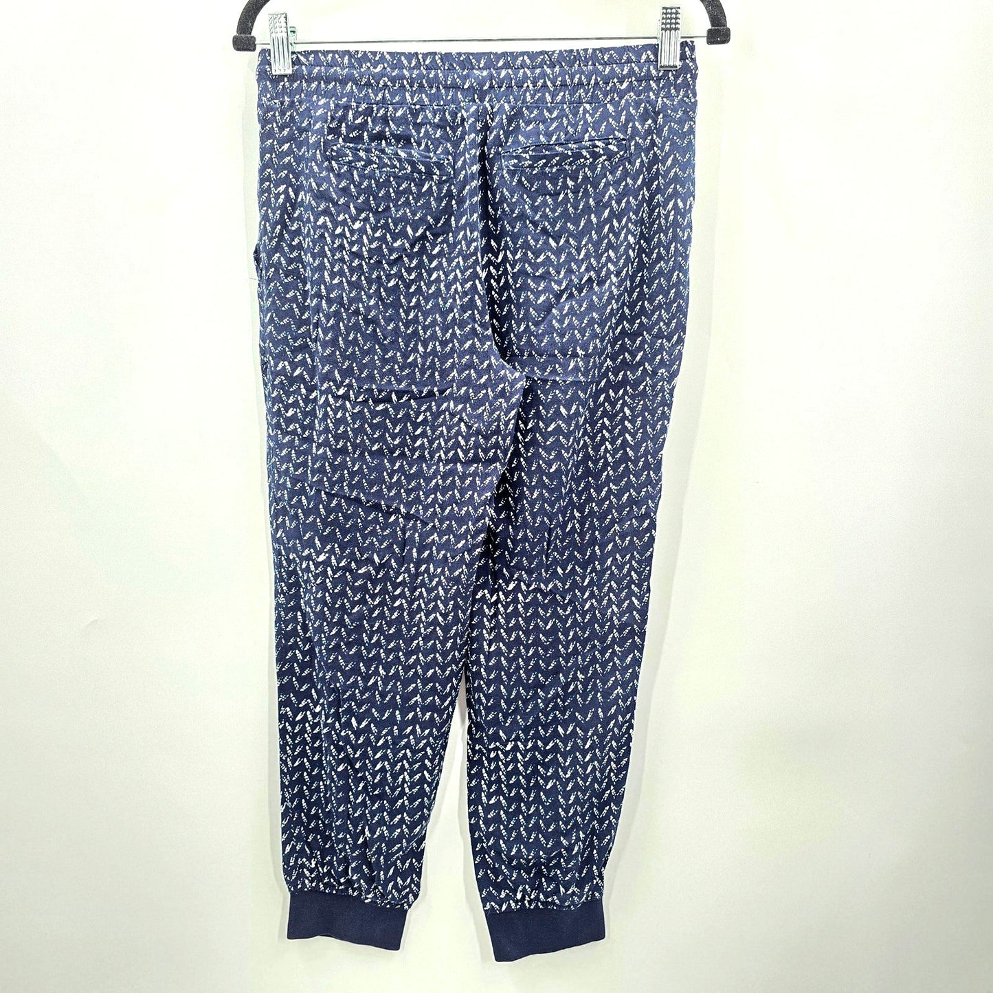 Ann Taylor Loft Navy Blue Stretch Patterned Capri Pants M Bottoms Petite Medium