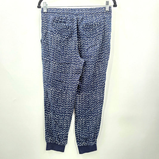 Ann Taylor Loft Navy Blue Stretch Patterned Capri Pants M Bottoms Petite Medium