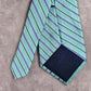 Saddlebred Blue Stripe Repp Geometric 100% Silk Men's Neck Tie