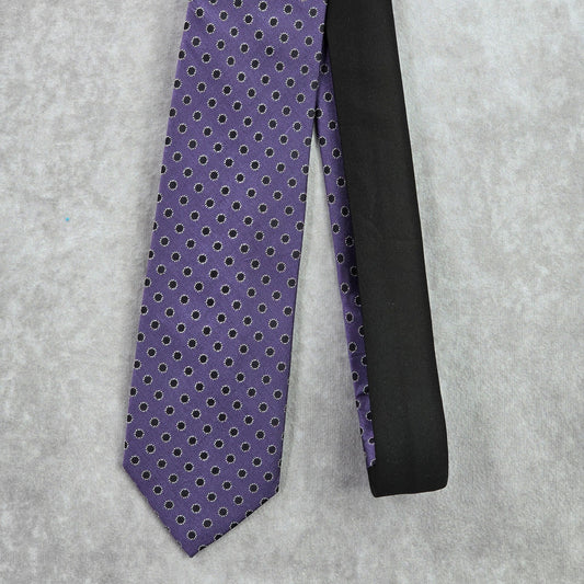 Ryan Seacrest Purple Black Polka Dot 100% Silk Men's Neck Tie NWOT