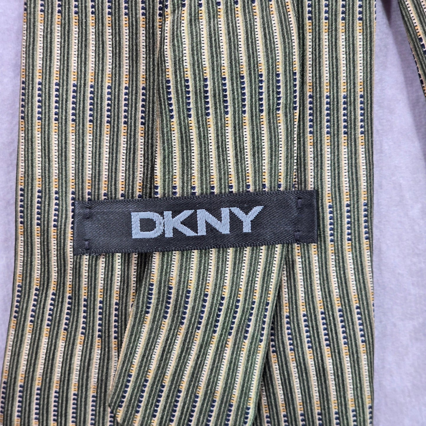 DKNY Black Gold Stripe Geometric 100% Silk Men's Neck Tie NWOT