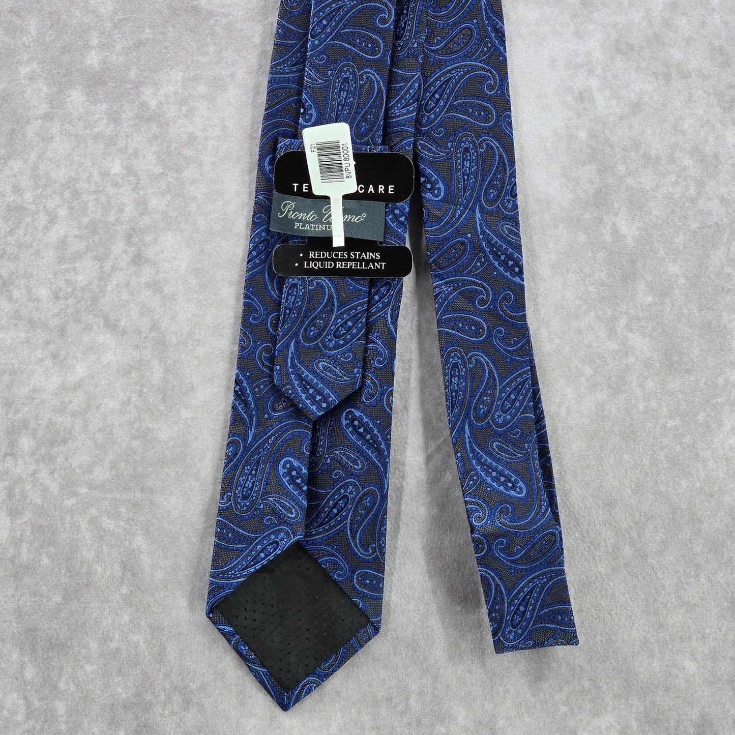 Pronto Como Blue Paisley Floral Techno care 100% Silk Men's Neck Tie NWT