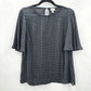 A New Day Black Houndstooth Short Sleeve Ruffle Top Small