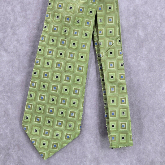 Eagle Shirtmakers Since 1867 Green Blue Geometric 100% Silk Men's Neck Tie NWOT