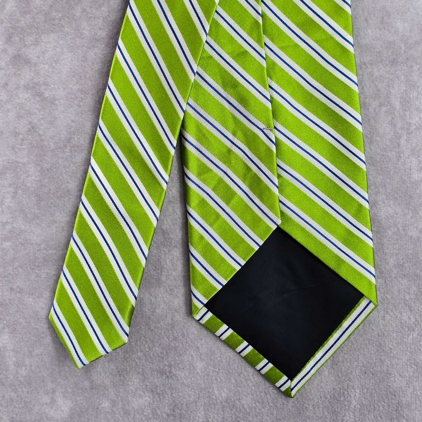 Stafford Green White Blue Stripe Repp Geometric Silk Executive Neck Tie Men's