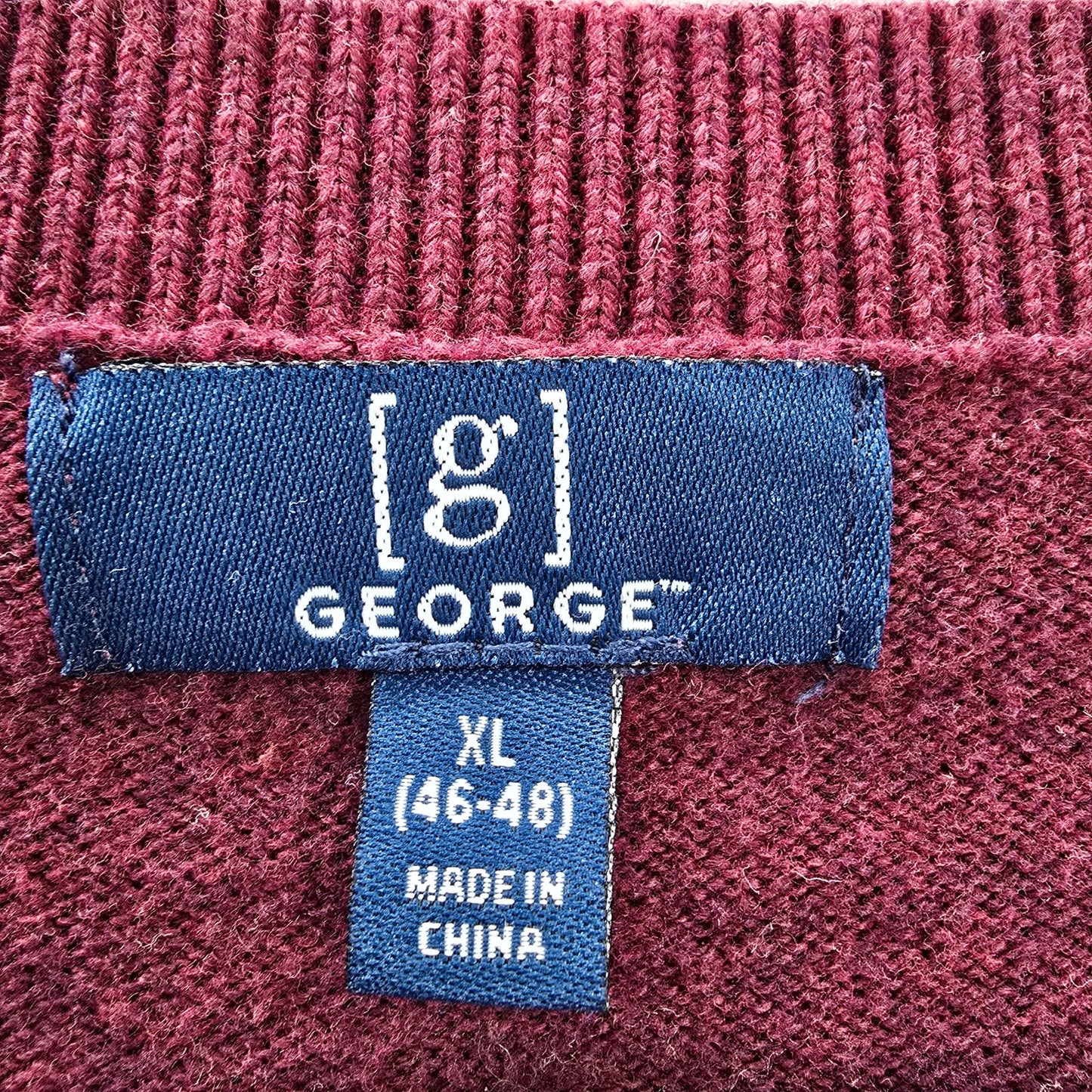 George Red Long Sleeve Pullover Sweater Cardigan Mens Extra Large XL