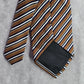 Stafford Performance Brown Blue White Stripe 100% Silk Men's Neck Tie NWOT