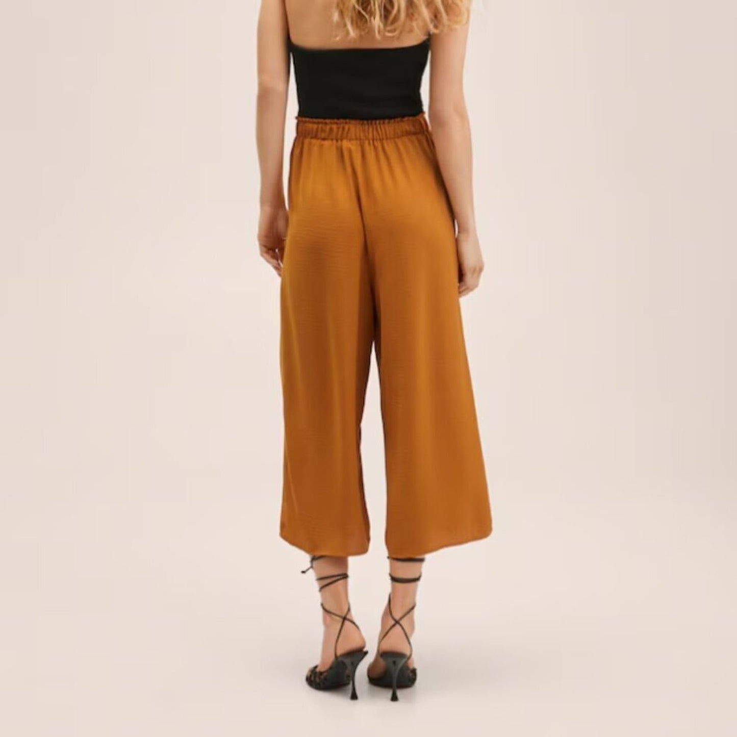 Mango MNG Belt Culottes Trousers Yellow Ochre NWT Plus 2XL