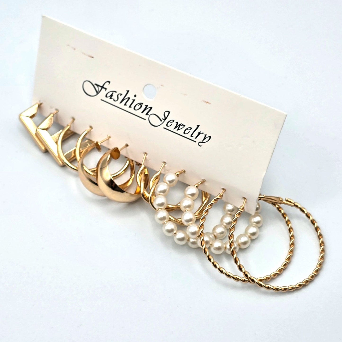 Gold Hoop Dangle Stud Earring Set of 6 Fashion Jewelry NWT #E201