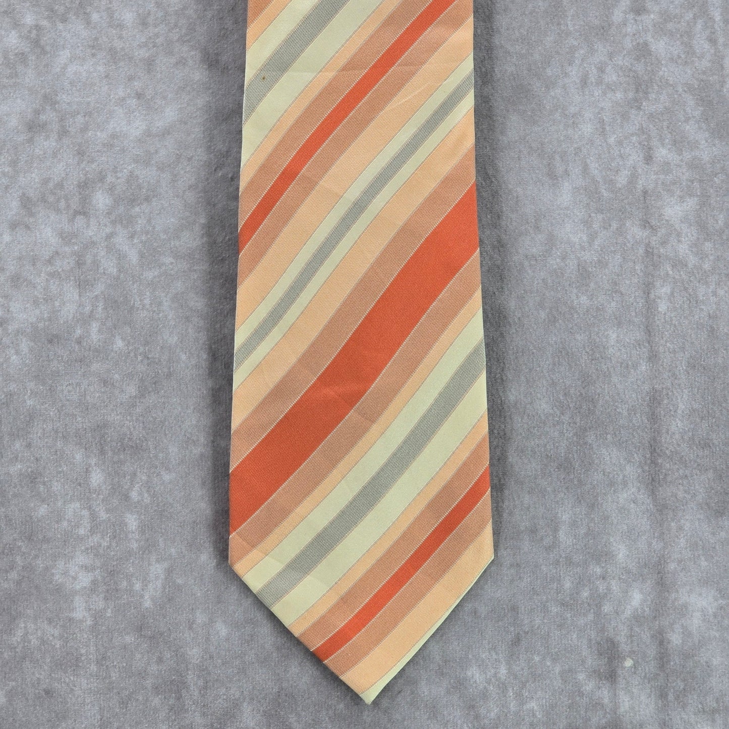 Van Heusen Orange Gray Stripe 100% Silk Men's Neck Tie NWOT