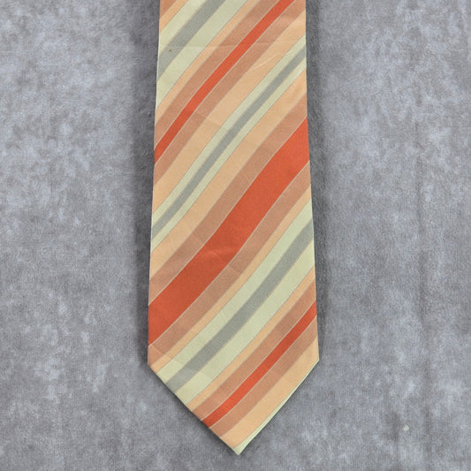 Van Heusen Orange Gray Stripe 100% Silk Men's Neck Tie NWOT