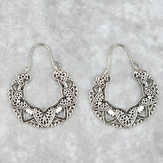 Zara Silver Star Drop Hook Dangle Floral Boho Earring Fashion Jewelry JB2-57