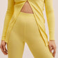 Mango MNG Side Slit Knit Pants Yellow NWT Large