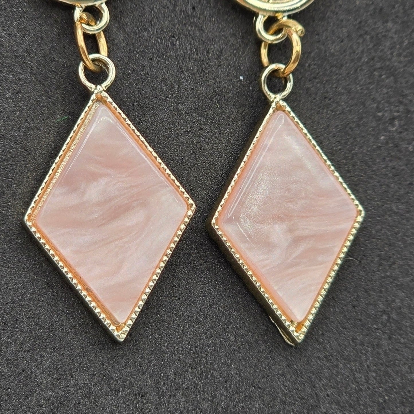 Zara Pink B Gold Diamond Dangle Earrings Fashion Jewelry E32