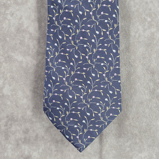 Joe Smith New York Blue Gray Floral 100% Silk Men's Neck Tie NWOT