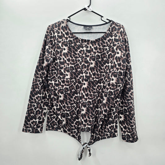 Nursing Queen Black Printed Tie Front Pullover Top M Blouse Medium