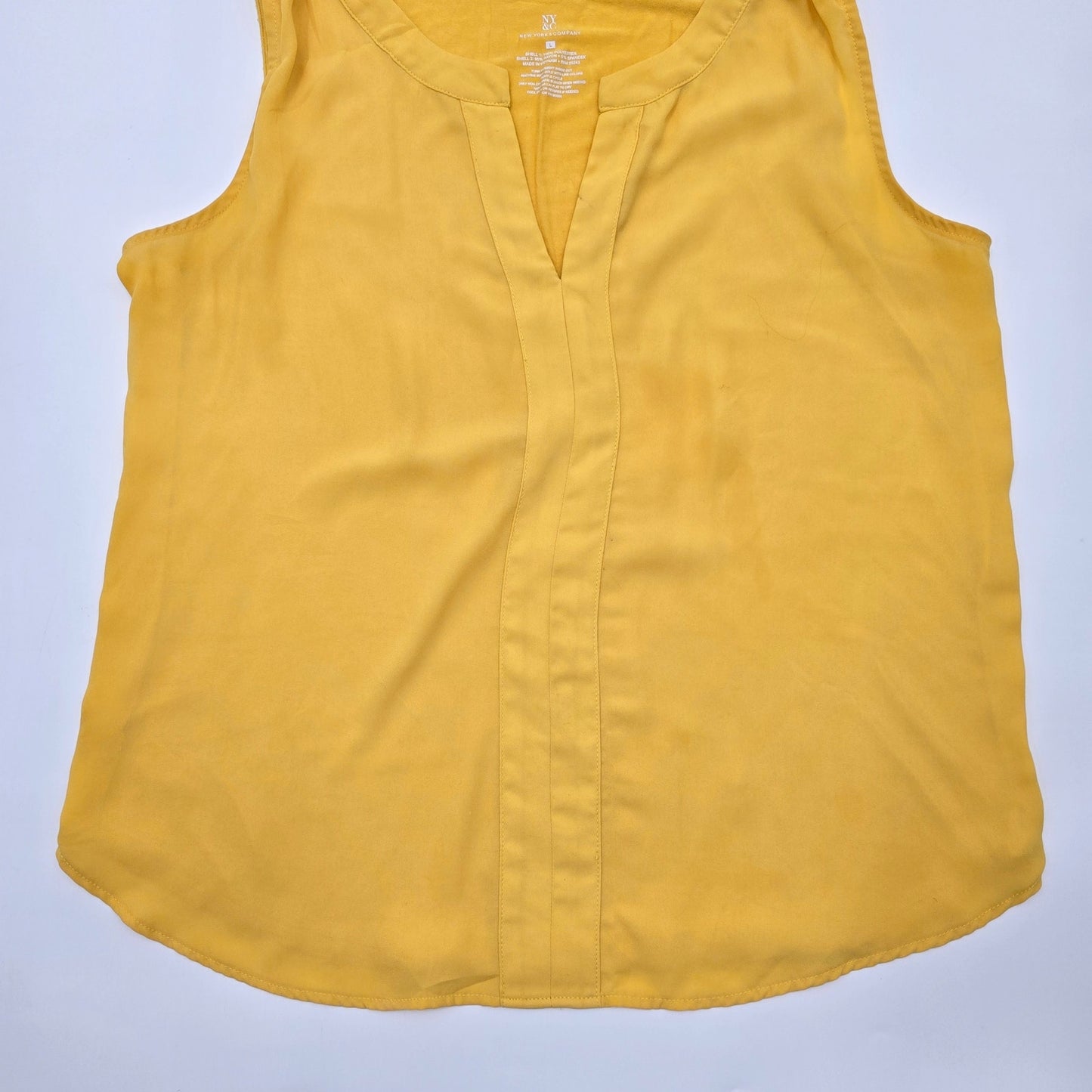 New York and Company Yellow Sleeveless L Blouse Top Shirt Large