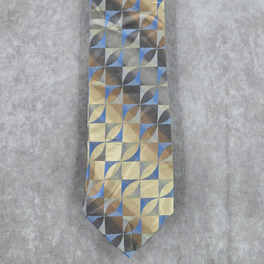 Arrow Gray Blue Gold Geometric 100% Silk Men's Neck Tie NWOT