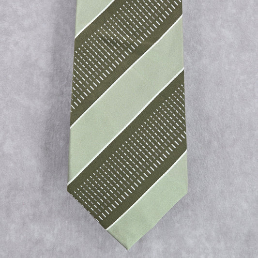 Geoffrey Beene Green White Stripe 100% Silk Men's Neck Tie NWOT