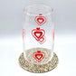 Red Hearts 16oz Beer Can Glass Cup NWT