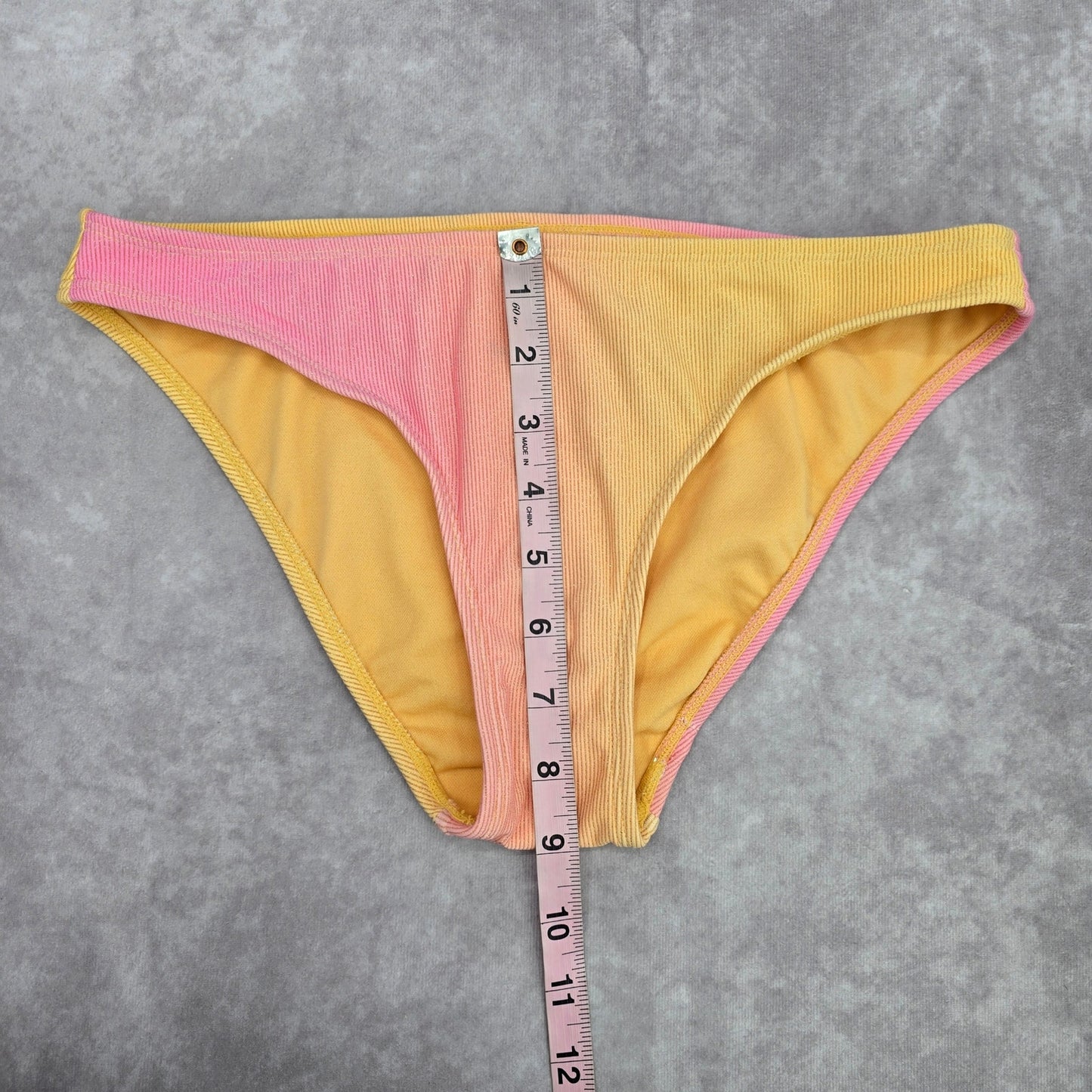 Xhilaration Orange Pink Ombre Ribbed Gold Metallic Bikini Bottom Swimwear