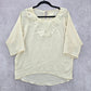 Pins and Needles Beige Cream Boho Lace Sheer Hi Low Lattice Retro Top Small