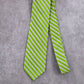 Stafford Green White Blue Stripe Repp Geometric Silk Executive Neck Tie Men's