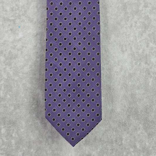 Ryan Seacrest Purple Black Polka Dot 100% Silk Men's Neck Tie NWOT