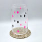 Diamond Black Pink 16oz Beer Can Glass Cup NWT