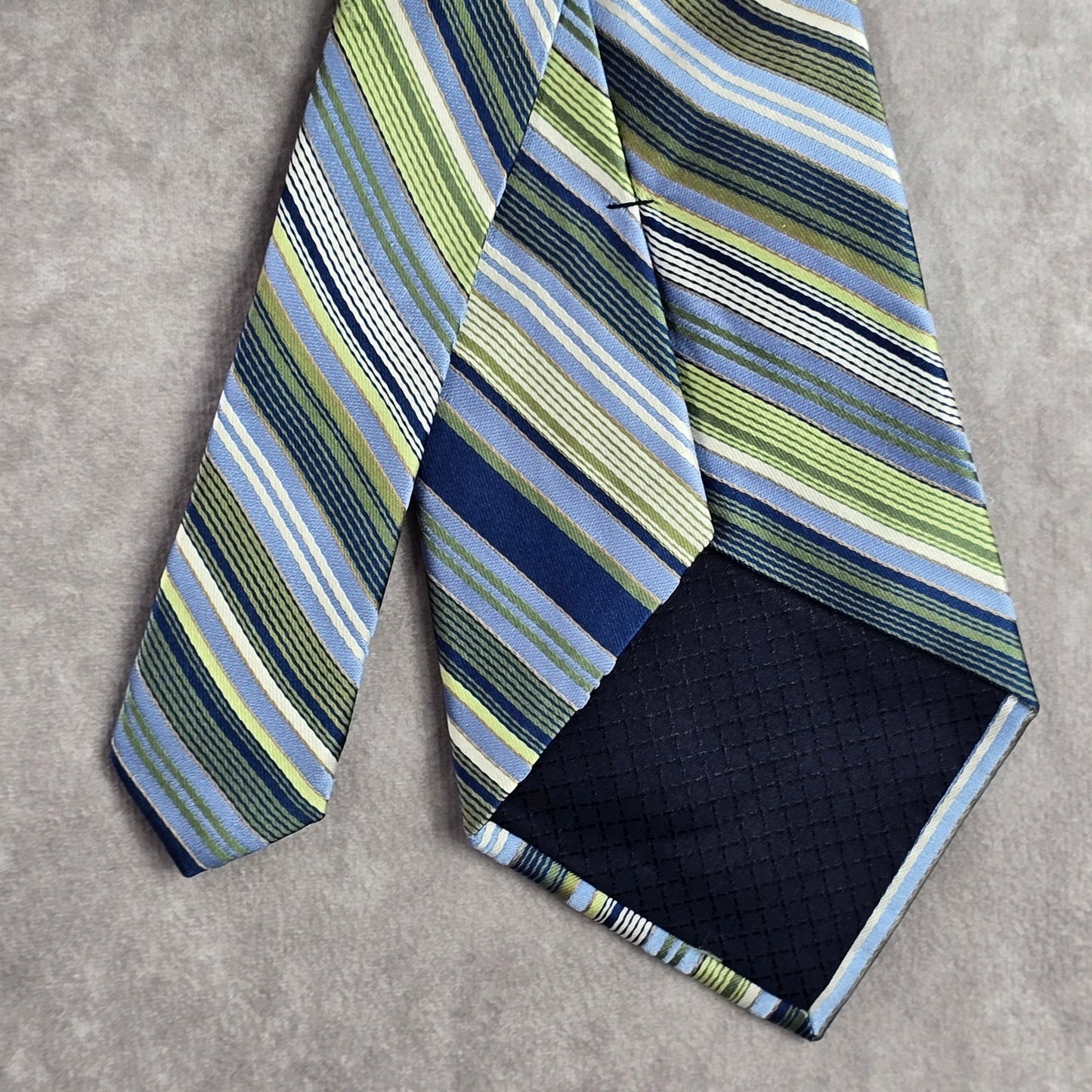 Stafford Blue Green Stripe Repp Geometric Silk Neck Tie Men's