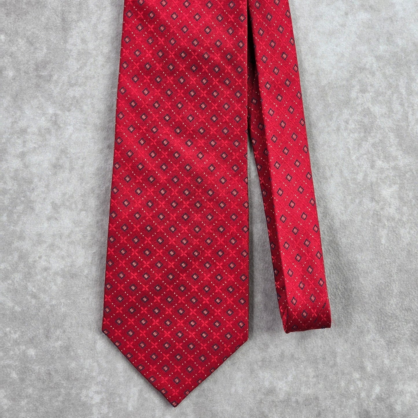 Stafford Red Blue Stripe Floral Diamond Geometric 100% Silk Men's Neck Tie NWOT